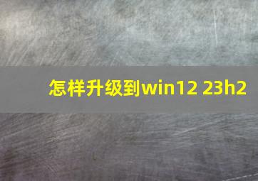 怎样升级到win12 23h2